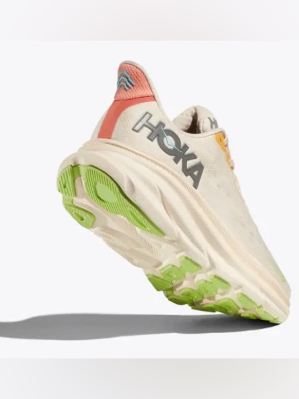 Hoka Neutral Clifton 9 in Vanilla/Astral with Yellow and Lime Accents - Picture 2 of 3